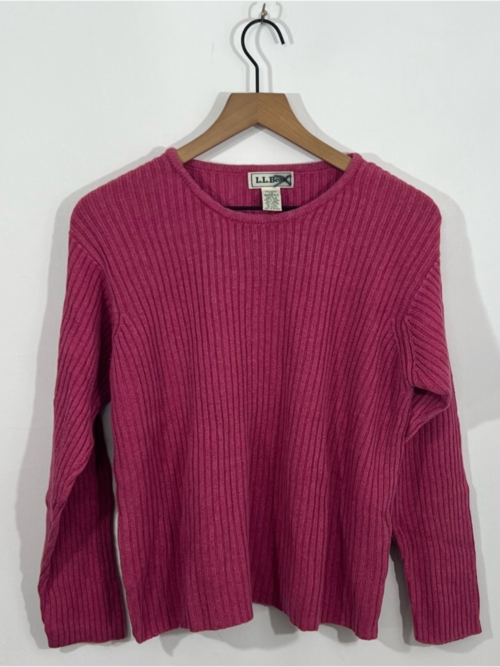 L.L. Bean Gorgeous Linen Cotton Knit Pullover Long Sleeve Sweater Deep Blush
